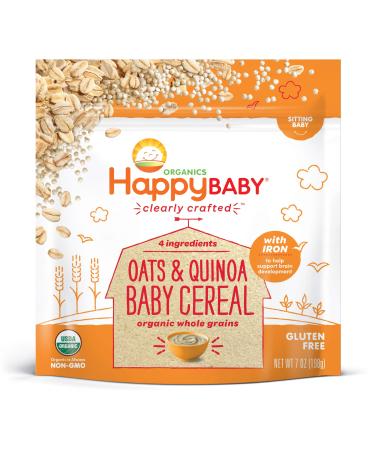 Happy Baby Organics Clearly Crafted Baby Cereal Oats and Quinoa 7 Ounce (Pack of 1)