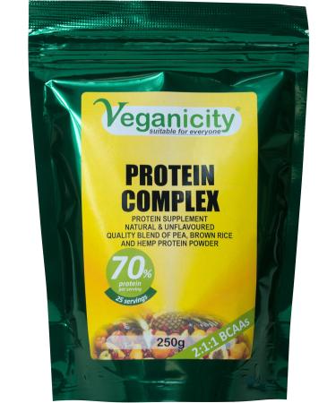 Veganicity Protein Complex Powder : Natural and Unflavoured 70% Vegan Protein Combination : 250g in a Recyclable Pouch Color 1