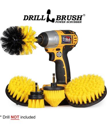 Drill Brush Power Scrubber Set for Bathroom Cleaning - Shower, Toilet, Tile & Floor Cleaner - Yellow - Buy Online on GoSupps.com