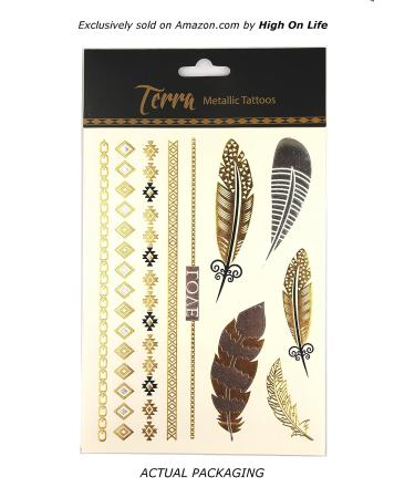 Gold Turquoise Metallic Temporary Tattoos - 75+ Boho Designs - Waterproof & Long Lasting - Perfect for Beach & Festivals - Buy Online on GoSupps.com