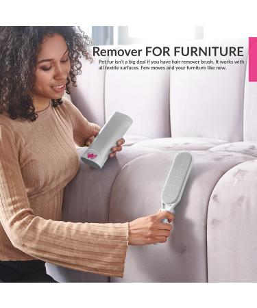 Pet Hair Remover - Double-Sided Brush for Couch Furniture Clothing Car Seat & Carpet - Self-Cleaning Fur Lint Brush for Dog & Cat Hair - New Grey - Buy Online on GoSupps.com