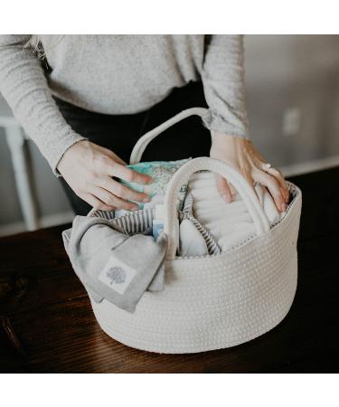 Parker Baby Rope Diaper Caddy Organizer - Nursery Storage Bin and Car Organizer for Diapers and Baby Wipes - White - Buy Online on GoSupps.com