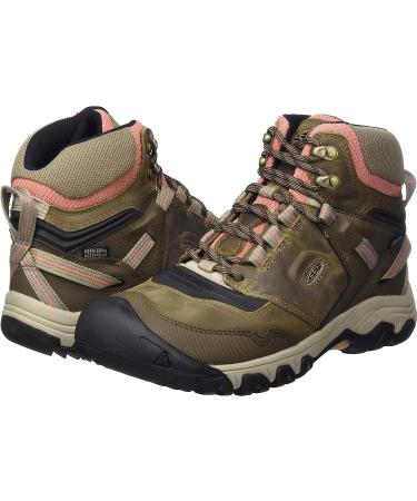 KEEN Women's Ridge Flex Mid Waterproof Hiking Boots 7.5 - Timberwolf/Brick Dust - Buy Online on GoSupps.com