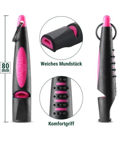Acme Dog Whistle No. 210.5 - Alpha Improved Version for Recall | Large Reach | New Handle | Frequency Standardized (Black/DG Pink) | Shop Internationally 2023 - Buy Online on GoSupps.com