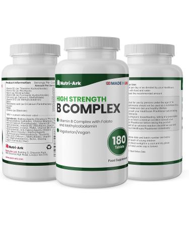 High Strength Vitamin B Complex 180 Tablets with Methylcobalamin and Folic Acid - Vegan Friendly - Buy Online on GoSupps.com