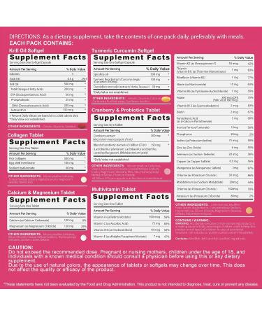RevitaPlus Multivitamin for Women with Vitamin A B C D3 E K2 Biotin Collagen Krill Oil Cranberries Supports Energy Wellness Beauty and Immune - Vitamin Packs for Women Health 30 Packs - Buy Online on GoSupps.com
