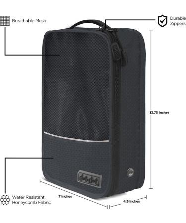 Golf Shoe Bag - Unisex Shoe Tote 13.75 x 7 x 4.5 Black | Heavy Duty Travel Organizer - Buy Online on GoSupps.com