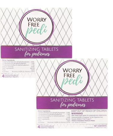 Worry Free Pedi - Pedicure Tablets for Rejuvenating Feet and Toes Prevent Toenail Issues Athletes Foot Odor and Dry Cracked Feet 4 Count (Pack of 2)