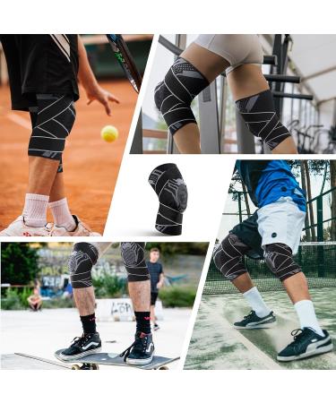 Achiou Knee Compression Sleeve - Adjustable Knee Brace for Pain Relief Stabilizers & Gel Pad - Support for Meniscus Tear Running Workouts - Medium Grey for Men & Women - Buy Online on GoSupps.com