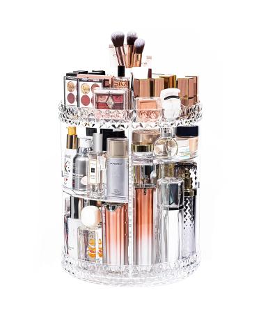 DreamGenius Makeup Organizer, 360 Degree Rotating Cosmetic Storage Organizer, 7-Layer Adjustable Makeup Display Case, Fits Jewelry Makeup Brushes and Lipsticks, Clear Acrylic