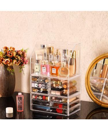 Clear Stackable Makeup Organizer Set - 3 Large Acrylic Cases with 8 Drawers, Dustproof, Waterproof for Bathroom Countertop - Buy Online on GoSupps.com