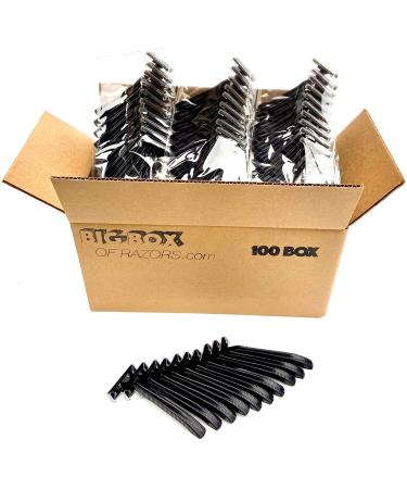 100 Twin Blade Black Disposable Razors in Bulk - Professional or Home Use