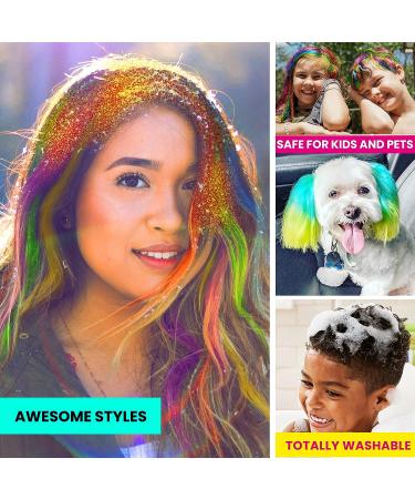 HueLondon Hair Chalk for Girls - 14-Piece Pink Set for Dark Hair | Glitter Styling Kit for Kids Salonx | Temporary Washable Hair Color - Buy Online on GoSupps.com