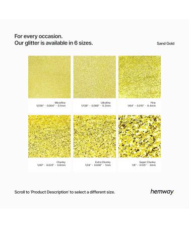 Hemway Premium Ultra Sparkle Glitter - Sand Gold Super Chunky 100g | Multi-Purpose Metallic Flake for Arts Crafts Nails & Cosmetics - Buy Online on GoSupps.com