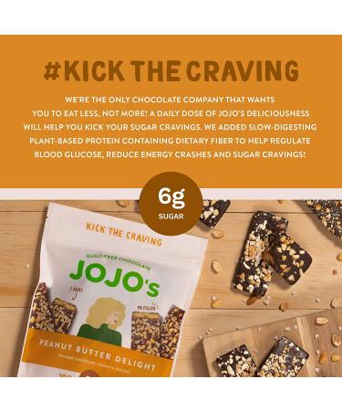 JOJO's Guilt-Free Peanut Butter Delight Dark Chocolate Bars - Keto, Vegan, Paleo | 7 Bar Bag - Buy Online on GoSupps.com