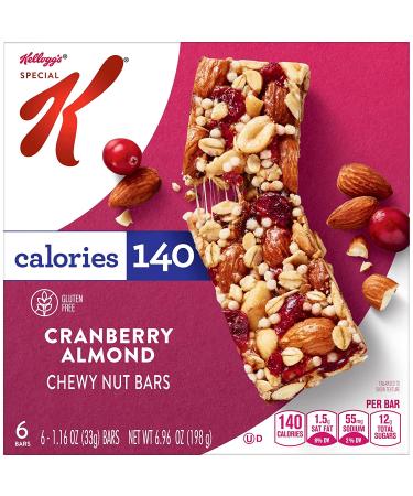 Kellogg's Special K Chewy Breakfast Bars - Cranberry Almond Flavor - Gluten-Free Snacks - 140 Calories Per Bar - 6.96oz Box (6 Bars) - Buy Online on GoSupps.com