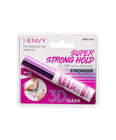 iENVY by KISS 3D Lash Glue Super Strong Hold (Clear) Brush On Type, Formaldehyde Free, Latex Free Adhesive-Clear