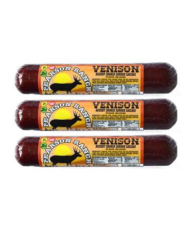 Pearson Ranch Venison Hickory Smoked Wild Game Summer Sausage Pack of 3  7oz Stick of Deer Summer Sausage  Gluten-Free, MSG-Free, Paleo and Keto Friendly