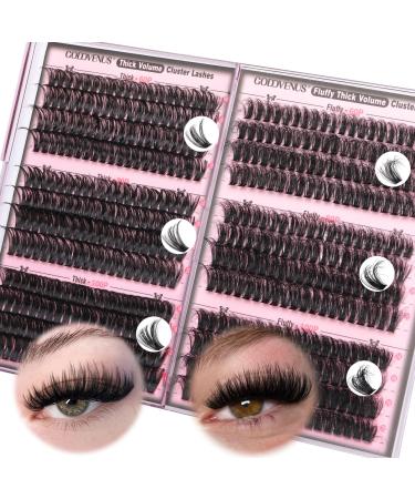 Goddvenus Lash Clusters 6 Styles Mixed 14-20mm Volume Eyelash Cluster Extensions 480pcs Fluffy Wispy Individual Lashes Waterproof DIY Eyelash Extension Cluster D Curl Faux Mink Eyelashes Clusters D-volume lash clusters