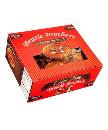 Brittle Brother's Cashew Brittle - 16 oz Box - Voted #1 in America - 4 x's more Nuts! - Cashew Pecan Bacon Corporate Gift Men Women Candy Snack Birthday Sampler Christmas Mother Father Graduation Office Mix Valentines Day