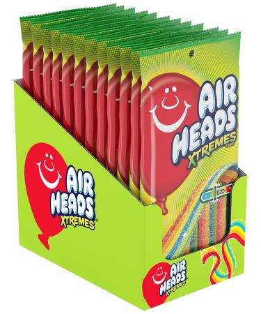 Airheads Candy Xtremes Belts Sour Candy, Rainbow Berry, Non Melting, Bulk Party Bag, 4.5 oz (Bulk Pack of 12) Rainbow Berry 4.5 Ounce (Pack of 12)