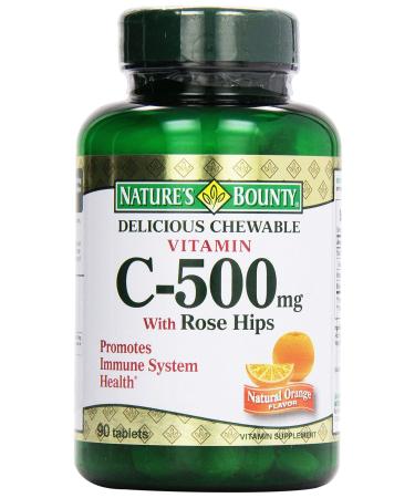 Nature's Bounty C-500 mg Delicious Chewable w/ Rose Hips Tablets 90 ct 90 Count (Pack of 1)