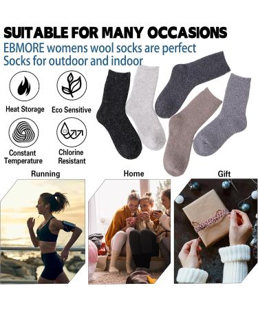 EbMore Women's Merino Wool Hiking Socks - 5 Pairs Thick Thermal Winter Socks - Buy Online on GoSupps.com