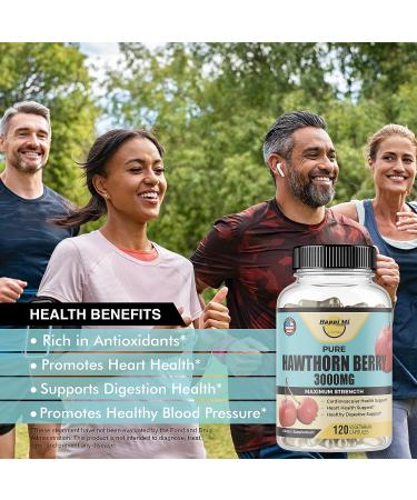 Happi Mi Nutrition Organic Hawthorn Berry 5:1 Extract 3000mg | 120 Veg Capsules | Immune & Circulatory Support, Antioxidant-Rich Formula | Non-GMO, Gluten-Free - Buy Online on GoSupps.com