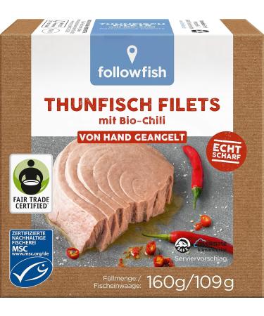 Buy Followfish MSC Fair Trade Tuna Fillets with Organic Chilli - 160g Pack of 8 | Premium Quality International Shipping - Buy Online on GoSupps.com