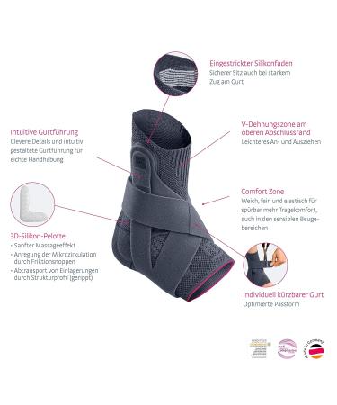 Medi Levamed Active Ankle Brace Right - Silver Size I | Soft Tissue Compression & Stabilising Strap System - Buy Online on GoSupps.com