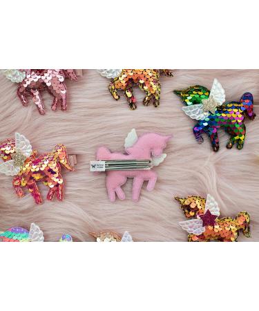 Summer Crystal Unicorn Alligator Hair Clips for Women and Girls - Set of 4 Sequins MHHP Clips for Birthday, Daily, Holiday Party - Perfect Gift Idea - Buy Online on GoSupps.com