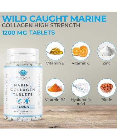 Marine Collagen Peptide Tablets 1200MG - 6 Month Supply - 180 High Strength Hydrolyzed Tablets for Skin, Hair, Muscle & Joints - Buy Online on GoSupps.com