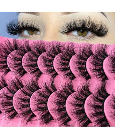 10 Pairs Fluffy Faux Mink Lashes Wispy False Eyelashes Wispy Dramatic Lashes 20MM Long Lashes Thick Volume Crossed Soft Curly Fake Lashes Lightweight Big Eye Lashes Pack(06) 10 Pairs Fluffy Lashes 10P-Z06