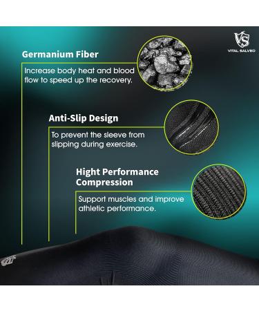 Vital Salveo Germanium Recovery Compression Full Leg Knee Sleeve - Medium Black - 1 PC | Joint & Arthritis Support for Basketball & Football - Buy Online on GoSupps.com