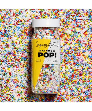 Rainbow Pop! Natural Nonpareil Sprinkles by Supernatural, No Artificial Dyes, Soy Free, Gluten Free, Vegan, 3oz