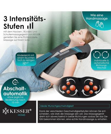 Kesser Neck & Shoulder Shiatsu Massage Device with Heat - 3D Massage for Back Legs & Feet - Portable Gray/Turquoise - Buy Online on GoSupps.com