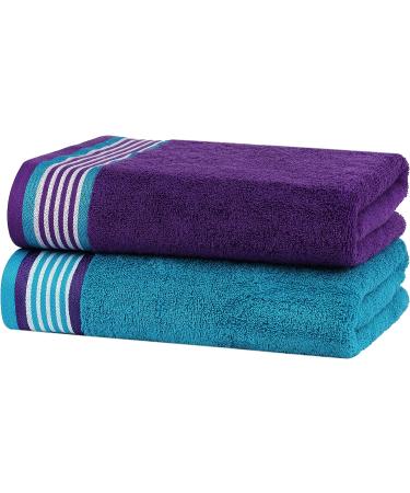 CASA COPENHAGEN 550 GSM 6-Piece Towel Set - Super Soft Egyptian Cotton - Violet Indigo & Teal Green - Buy Online on GoSupps.com