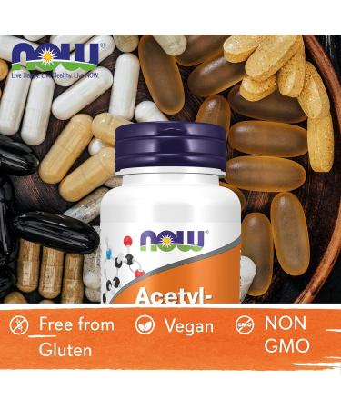 Now Foods Acetyl-L-Carnitine 500mg - 50 Vegan Capsules | Lab-Tested Amino Acid | Gluten & SOYA Free | Vegetarian-Friendly - Buy Online on GoSupps.com