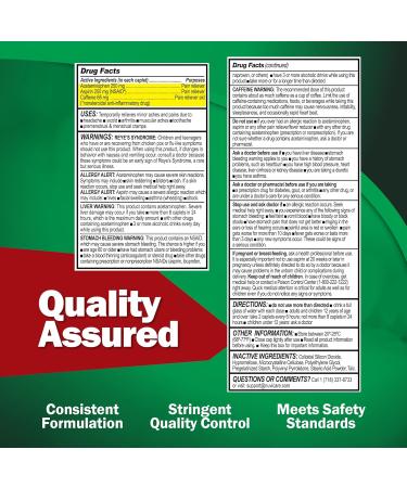 Headache Relief: Acetaminophen 250 mg Aspirin 250 mg & Caffeine 65 mg - Compare to Excedrin Extra Strength - 100 Caplets - Buy Online on GoSupps.com