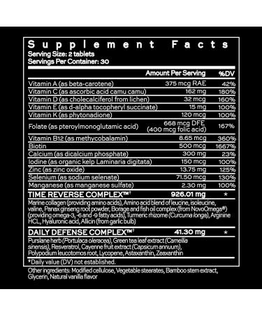 Hush & Hush TimeCapsule Multivitamin Women's Multivitamin Men's Multivitamin Clean Nutraceuticals Supplements That Contains Hyaluronic Acid Vitamin C Zinc Vitamin B12 Vitamin E - 60 Tablets - Buy Online on GoSupps.com