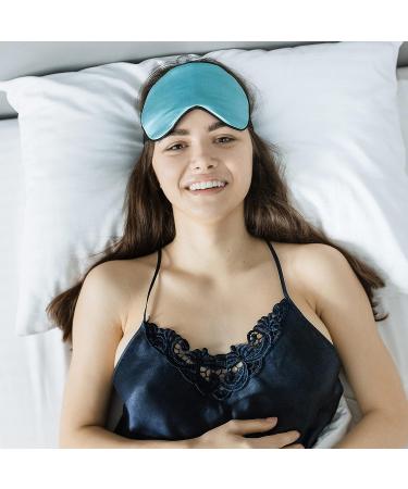 Silk Sleep Mask for Women and Men - Adjustable Non-Slip Strap - Comfortable Cooling Eye Mask - Light Blocking - Turquoise - Buy Online on GoSupps.com