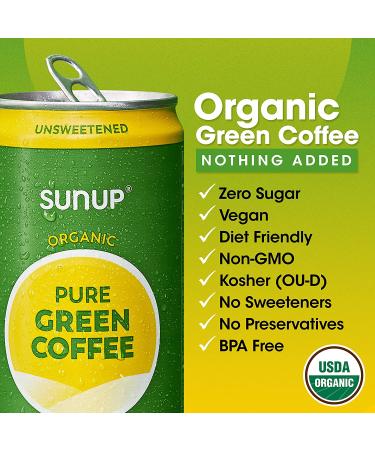 Sunup Pure Green Coffee - Brewed from Unroasted Green Coffee Beans | Vegan & Diet-Friendly Canned Drink | 11 fl oz (Pack of 12) - Buy Online on GoSupps.com