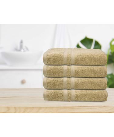 Talvania Luxury Bath Towels Set of 4 - 100% Ring Spun Cotton 650 GSM | Ideal for Pool, Spa & Bathrooms | Beige - Buy Online on GoSupps.com