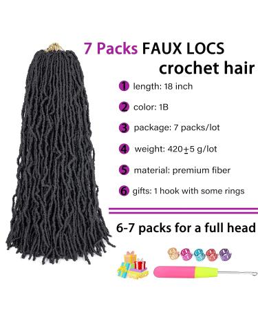 Faux Locs Crochet Hair 18 inch 7 Packs Natural Butterfly Goddess Locs for Black Women - 1B - Buy Online on GoSupps.com