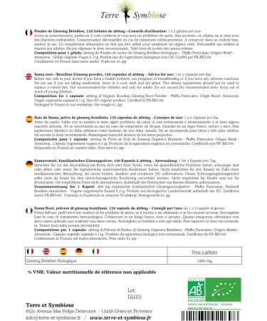 Organic Brazilian Ginseng - 120 capsules of 400 mg - Buy Online on GoSupps.com