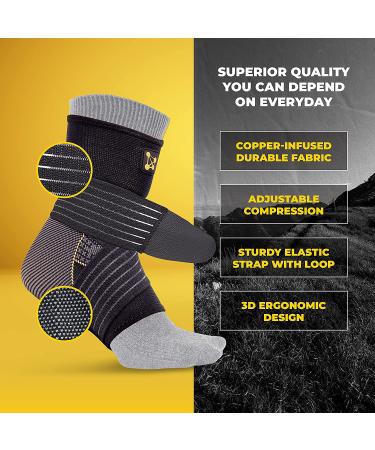 Adjustable Ankle Brace for Women and Men - Arch Support for Plantar Fasciitis & Achilles Tendonitis - Copper Infused Nylon - Size Large - Buy Online on GoSupps.com