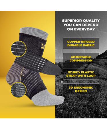 Ankle Brace for Women and Men - Adjustable Strap for Arch Support - Plantar Fasciitis Brace for Sprained Ankle Achilles Tendonitis Pain and Injured Foot - Breathable Copper Infused Nylon (X-Large) - Buy Online on GoSupps.com