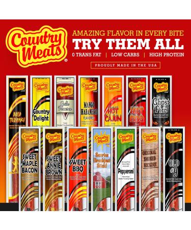 Country Meats Sweet Annie Brown Meat Sticks - 10 Sticks, 0 Trans Fat, Low Carb, High Protein, Keto Snack, Keto Friendly - Buy Online on GoSupps.com