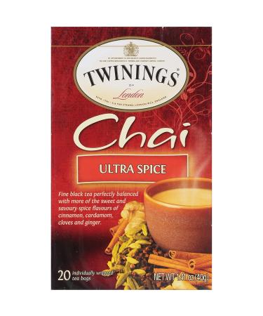 Twinings Ultra Spice Chai Tea Bags - 20 Count (Pack of 3) | Individually Wrapped Black Tea with Cinnamon, Ginger, Cardamon & Clove - Buy Online on GoSupps.com