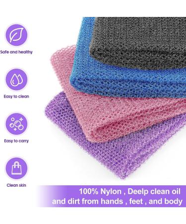 African Exfoliating Net Sponge Set for Daily Use - 4 Pieces (Purple, Black, Blue, Pink) - Buy Online on GoSupps.com